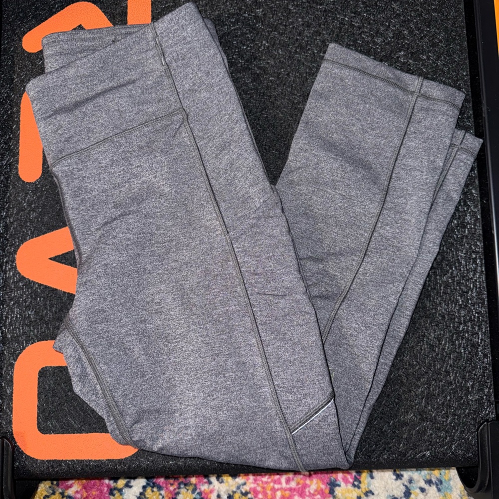 Lululemon Cropped Heather Gray Leggings with Pockets
